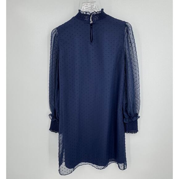 Draper James Lyndsay dress women's small Swiss dot smocked sheer sleeves mini - Picture 4 of 8